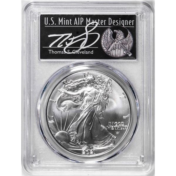 2021 Type 2 $1 American Silver Eagle Coin PCGS MS70 Cleveland Signature FDOI