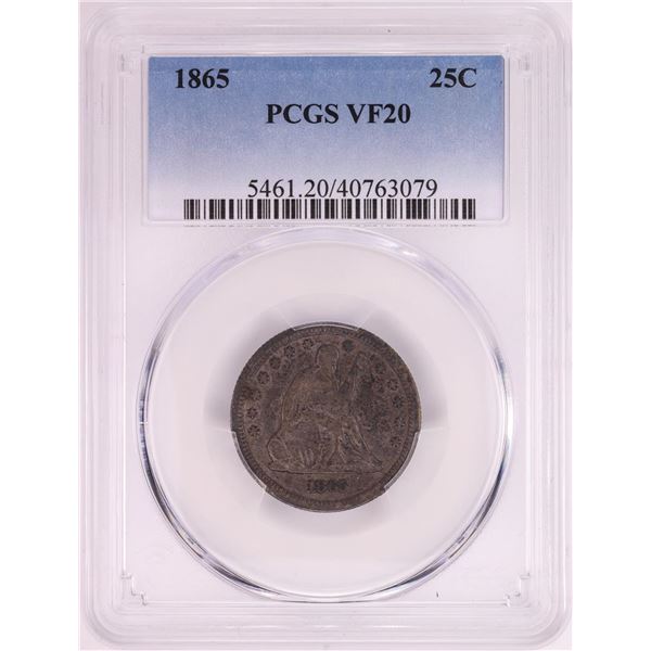 1865 Seated Liberty Quarter Coin NGC VF20