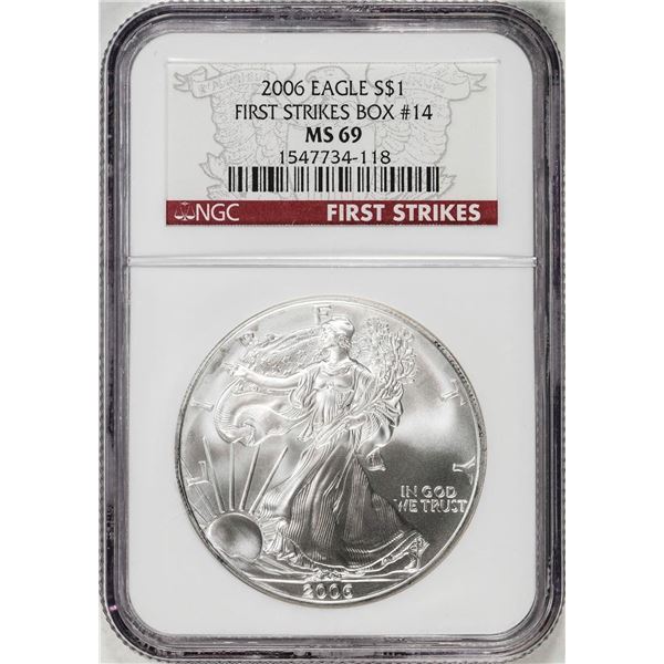 2006 $1 American Silver Eagle Coin NGC MS69 Box #14 First Strikes