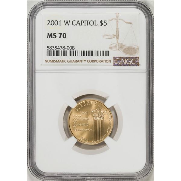 2001-W $5 Capitol Visitor Center Commemorative Gold Coin NGC MS70