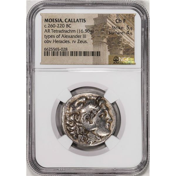 260-220 BC Moesia Callatis AR Tetradrachm Alexander III Ancient Coin NGC CH F