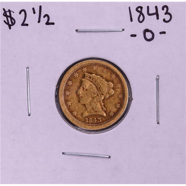 1843-O Small Date $2 1/2 Liberty Head Quarter Eagle Gold Coin