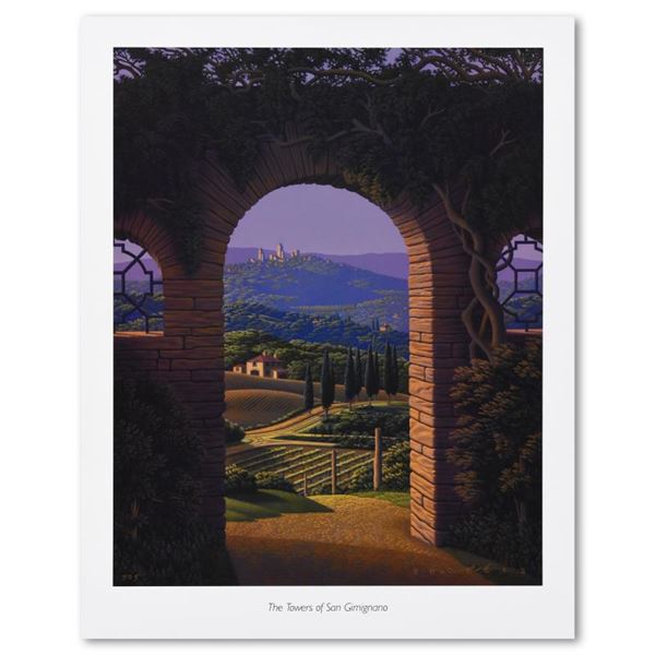 Jim Buckels  The Towers Of San Gimignano  Print Lithograph On Paper