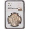 Image 1 : 1887 $1 Morgan Silver Dollar Coin NGC MS65