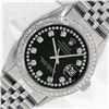Rolex Men's Stainless Steel Black String Diamond Datejust Wristwatch