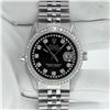 Image 4 : Rolex Men's Stainless Steel Black String Diamond Datejust Wristwatch