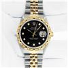 Image 3 : Rolex Men's Two Tone Black Diamond Pyramid Datejust Wristwatch