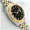 Image 4 : Rolex Men's Two Tone Black Diamond Pyramid Datejust Wristwatch