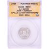 Image 1 : 2014 Proof 1/4 oz Platinum JFK Apollo 11 Anniversary Medal ANACS MS69