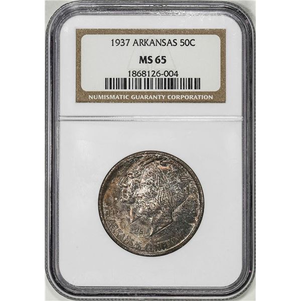 1937 Arkansas Centennial Commemorative Half Dollar Coin NGC MS65 Nice Toning