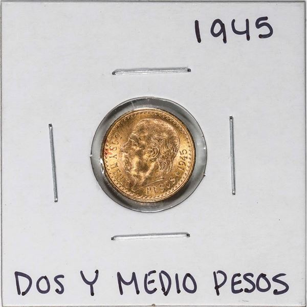 1945 Mexico Dos Y Medio Pesos Gold Coin