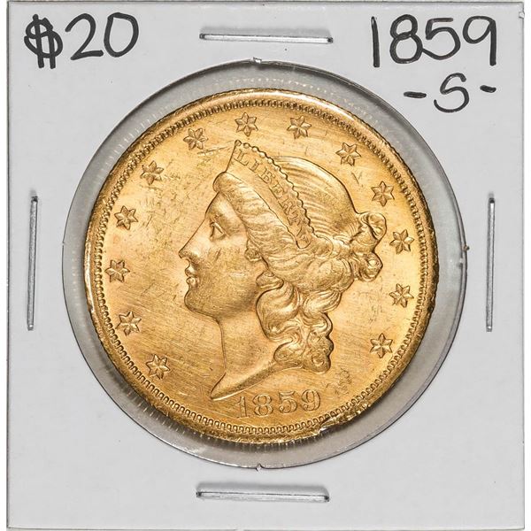 1859-S Type 1 $20 Liberty Head Double Eagle Gold Coin