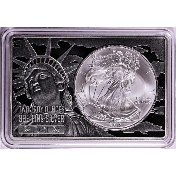 2012 $1 American Silver Eagle Coin & 2oz Silver Bar Set