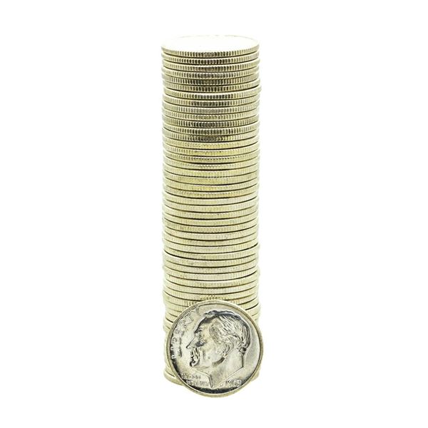 Roll of (50) Brilliant Uncirculated 1963-D Roosevelt Dimes