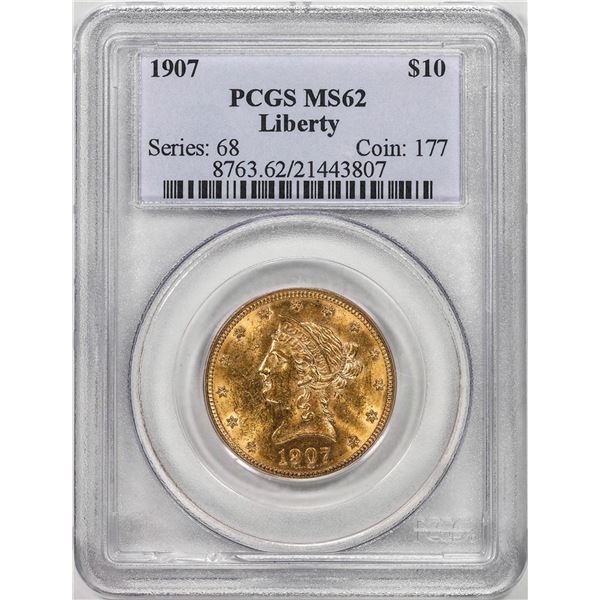 1907 $10 Liberty Head Eagle Gold Coin PCGS MS62