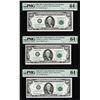 Image 1 : (3) Consecutive $100 Federal Reserve Notes Fr.2168-A PMG Choice Uncirculated 64EPQ