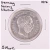 1876 Germany Saxony Albertine 5 Mark Silver Coin