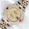 Image 1 : Rolex Ladies Two Tone Quickset Champagne Diamond & Ruby Datejust Wristwatch