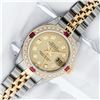 Image 3 : Rolex Ladies Two Tone Quickset Champagne Diamond & Ruby Datejust Wristwatch