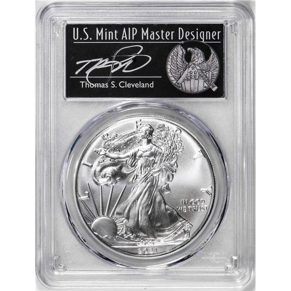 2021-(S) Ty. 1 $1 American Silver Eagle Coin PCGS MS70 Cleveland Signature FDOI