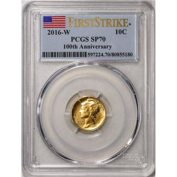 2016-W Mercury Dime Gold Centennial Commemorative Coin PCGS SP70 First Strike