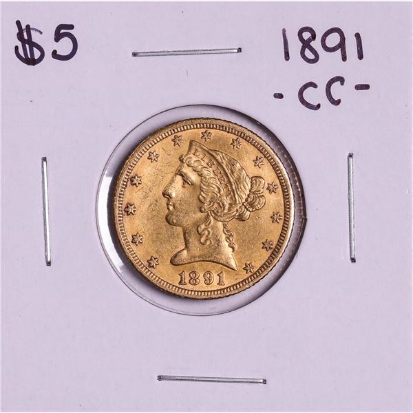 1891-CC $5 Liberty Head Half Eagle Gold Coin