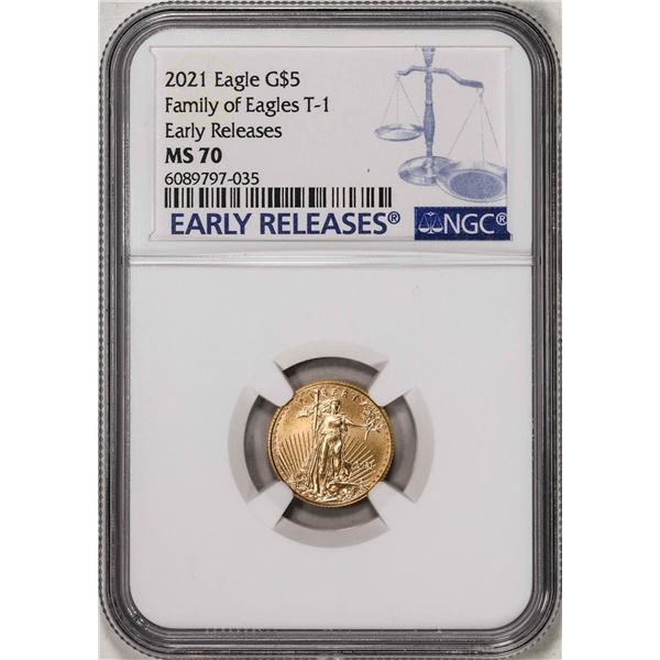 2021 Type 1 $5 American Gold Eagle Coin NGC MS70 Early Releases