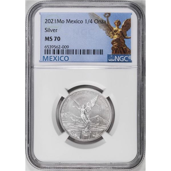 2021-Mo Mexico 1/4 oz Silver Libertad Coin NGC MS70