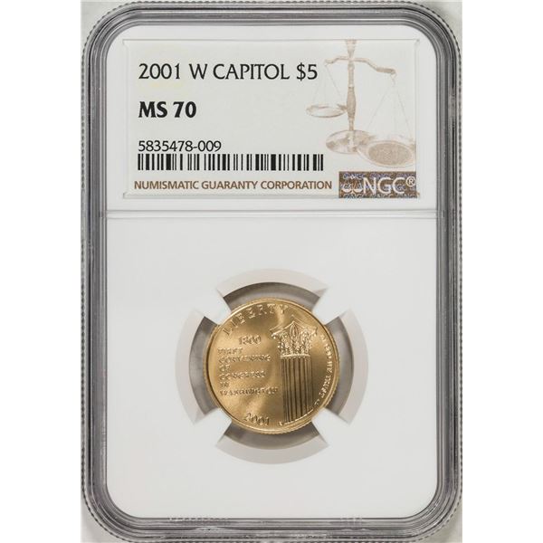 2001-W $5 Capitol Visitor Center Commemorative Gold Coin NGC MS70