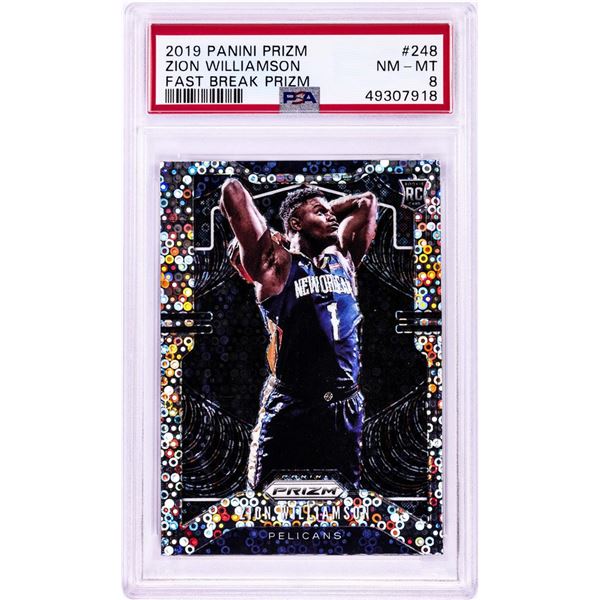 2019 Panini Prizm Fast Break Zion Williamson Rookie NBA Card #248 PSA Near Mint 8