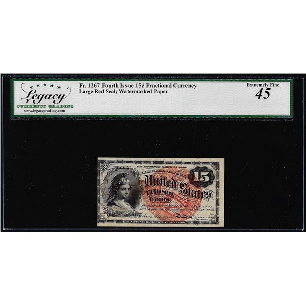 1863 Fourth Issue Fifteen Cents Fractional Note Fr.1267 Legacy Extremely Fine 45