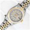 Image 2 : Rolex Ladies Two Tone Factory Silver Tapestry Dial Datejust Wristwatch