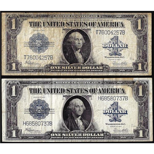 Lot of (2) 1923 $1 Silver Certificate Notes