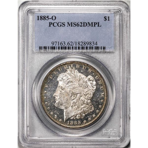 1885-O $1 Morgan Silver Dollar Coin PCGS MS62DMPL