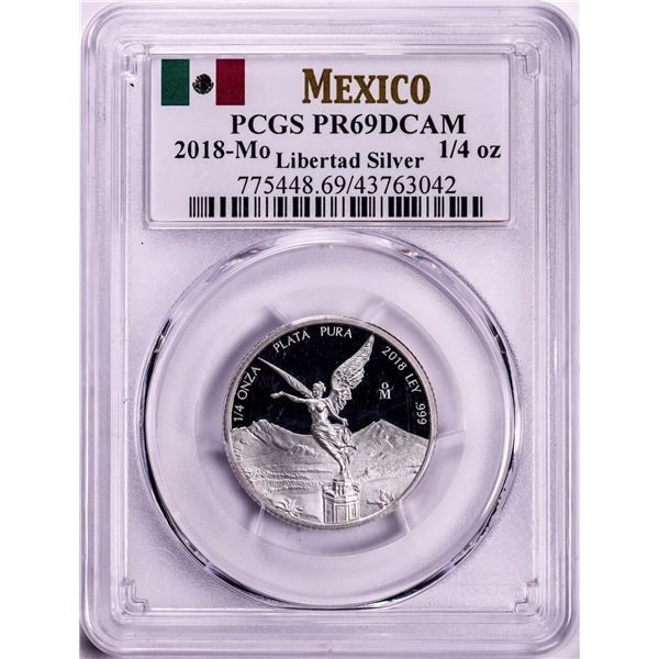2018-Mo Mexico Proof 1/4 oz Silver Libertad Coin PCGS PR69DCAM