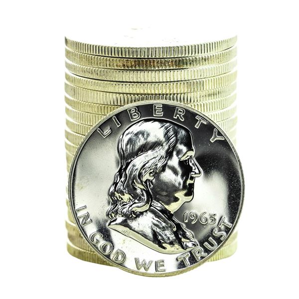 Roll of (20) Proof 1963 Franklin Half Dollar Coins