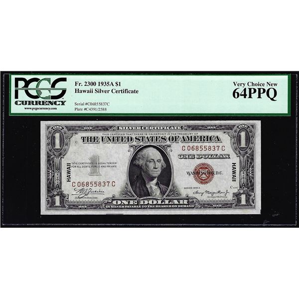 1935A $1 Hawaii WWII Emergency Silver Certificate Note Fr.2300 PCGS Very Ch. New 64PPQ