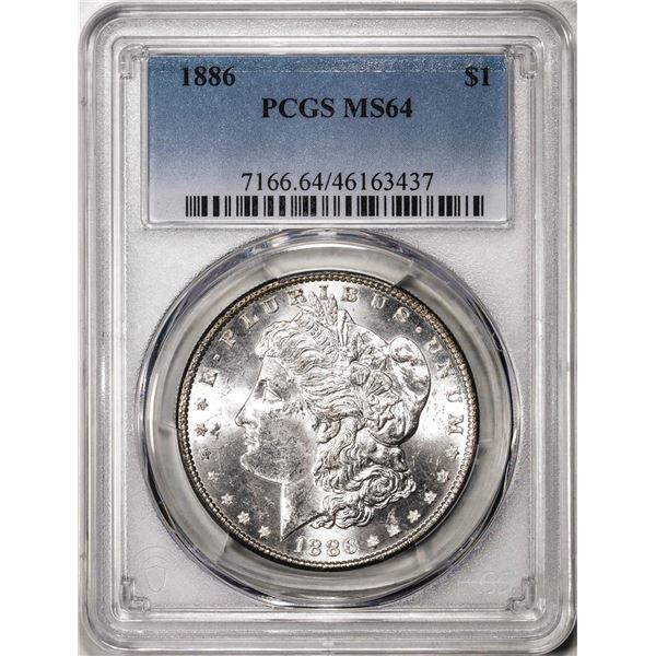 1886 $1 Morgan Silver Dollar Coin PCGS MS64