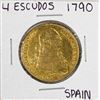 Image 1 : 1790MF Spain Charles IV 4 Escudos Gold Coin