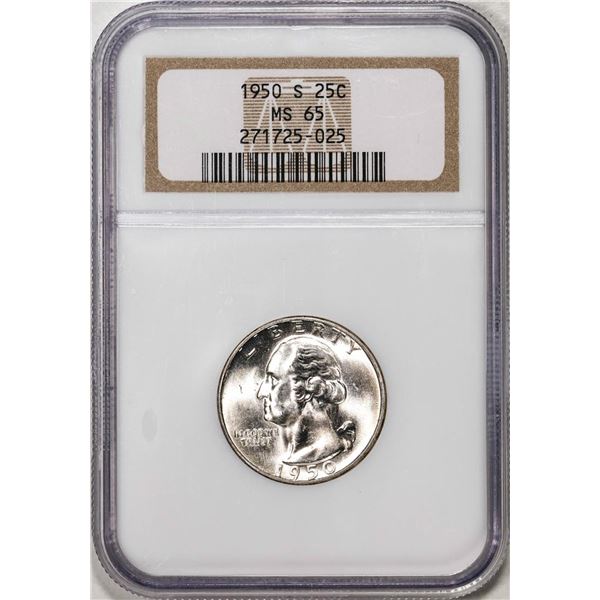 1950-S Washington Quarter Coin NGC MS65