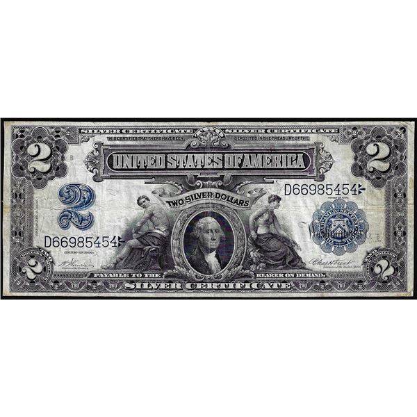 1899 $2 Mini-Porthole Silver Certificate Note