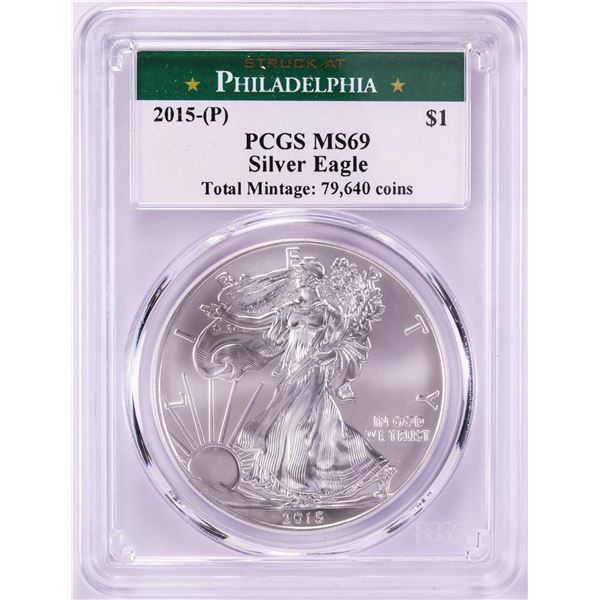 2015-(P) $1 American Silver Eagle Coin PCGS MS69 Struck at Philadelphia