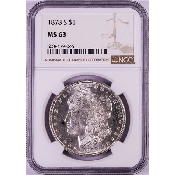 1878-S $1 Morgan Silver Dollar Coin NGC MS63