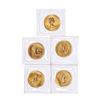 Image 1 : Lot of (5) Sealed 1986 Canadian $5 Maple Leaf Gold Coins