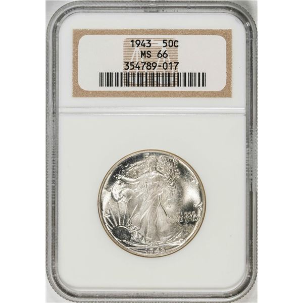 1943 Walking Liberty Half Dollar Coin NGC MS66