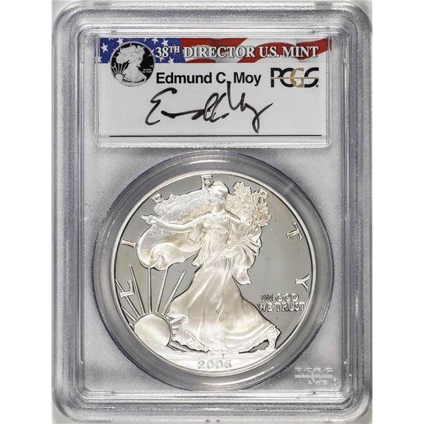 2006-W $1 Proof American Silver Eagle Coin PCGS PR69DCAM Edmund Moy Signature