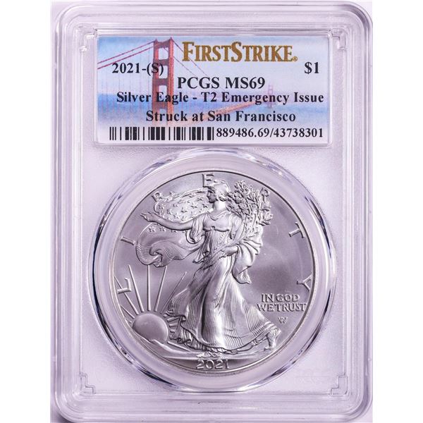 2021-(S) Type 2 $1 American Silver Eagle Coin PCGS MS69 First Strike Emergency Issue