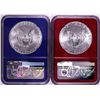 Image 2 : Lot of (2) 2021 Type 1 $1 American Silver Eagle Coins NGC MS69 FDOI Red & Blue Cores
