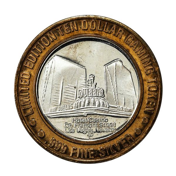 .999 Silver Four Queens Casino Hotel Las Vegas, NV $10 Limited Edition Gaming Token