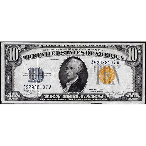 1934A $10 North Africa WWII Emergency Issue Silver Certificate Note